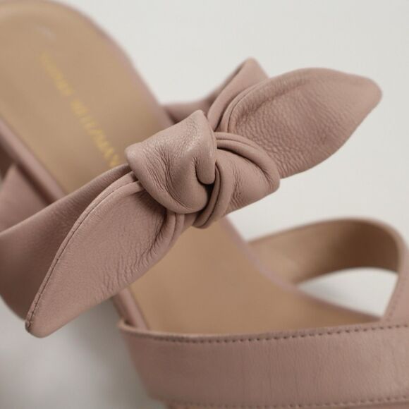 NIB Stuart Weitzman Criss Cross Bow Knot Block Heel Sandals in Dolce Pink Size 9 - Picture 2 of 14